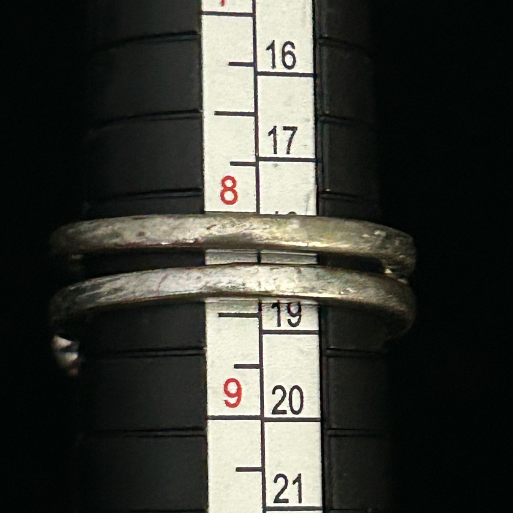 Double Stack Silver And Black Stone Ring - image 8